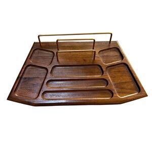 Vintage walnut desk or dresser caddy mid century home decor organizer unisex men